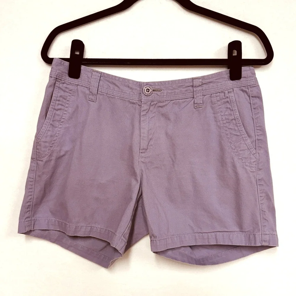 Set of 2 Natural Reflections Cotton Shorts, Size‎ 8, Aqua & Lavender 5